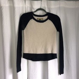 cute navy blue and white cropped sweater